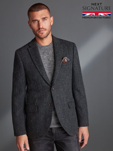 Charcoal Grey Signature Harris Tweed British Wool Blazer (558090) | € 342