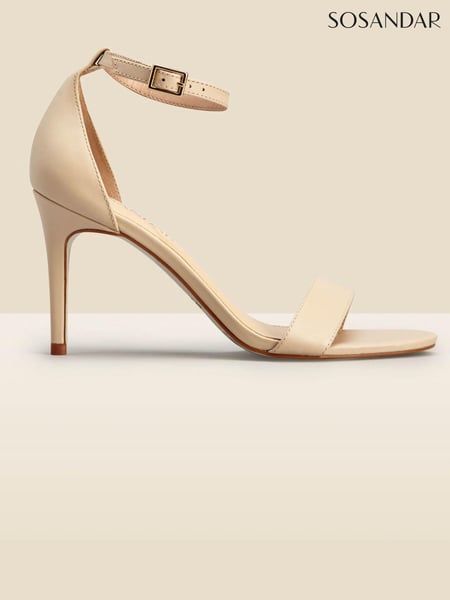 Sosandar Beige Heel Nia Leather- Lower Heel Shoes (559002) | € 61