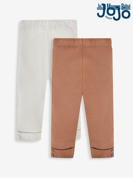 JoJo Maman Bébé Brown & Natural 2-Pack Rib Leggings (560376) | € 30