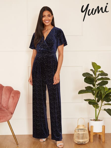 Yumi Blue Sparkle Velvet Jumpsuit (561220) | € 101