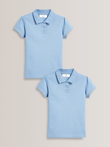 Blue Regular Fit 100% Cotton Short Sleeve Polo Shirts 2 Pack (3-16yrs) (562039) | € 10 - € 18