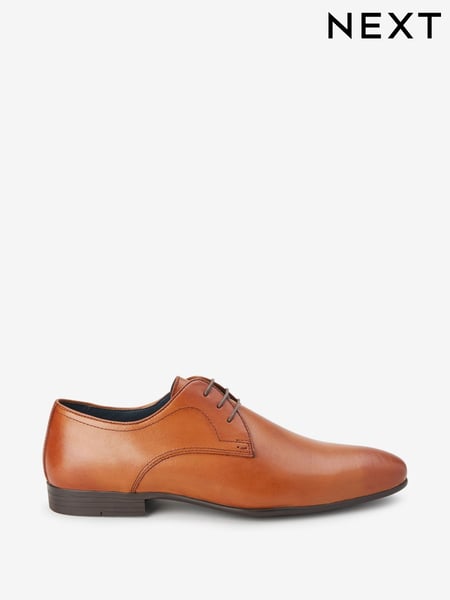 Tan Brown Leather Plain Derby Shoes (562567) | € 24