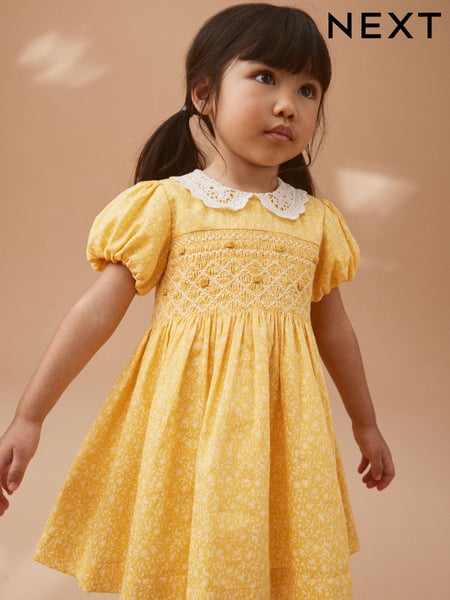 Yellow Lace Collar Shirred Dress (3mths-8yrs) (563351) | € 6 - € 7