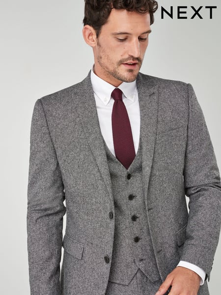 Grey Slim Fit Wool Donegal Suit Jacket (565623) | € 164