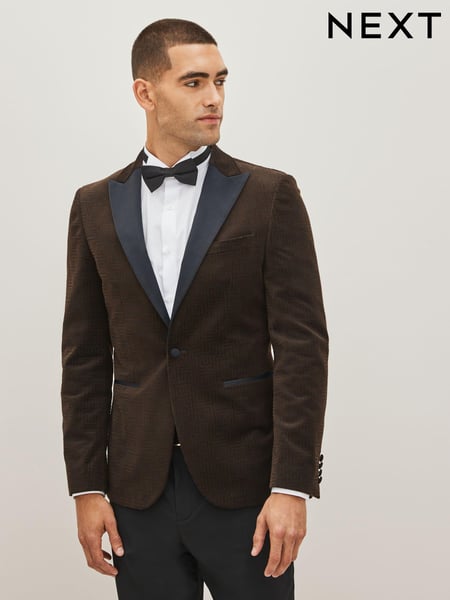 Brown Slim Printed Velvet Jacket (565812) | € 29