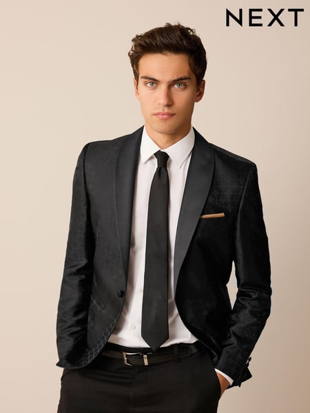 Black Satin Jacquard Tuxedo Jacket (566634) | € 26