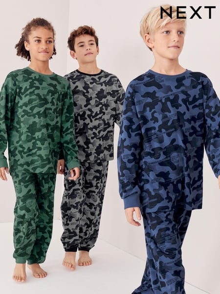 Grey/Blue/Green Camouflage 3 Pack Long Sleeve Pyjamas (3-16yrs) (566700) | € 38 - € 48