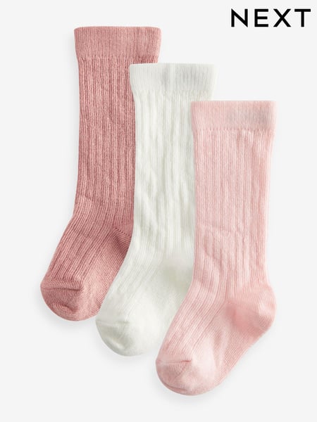 Pink Knee High Baby Socks 3 Pack (0mths-2yrs) (566871) | € 4