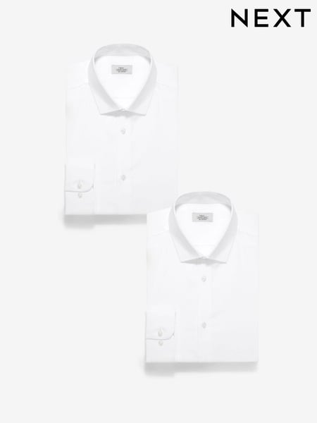 White Slim Fit 100% Cotton Shirts 2 Pack (570669) | € 37