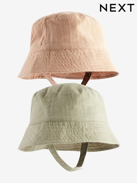 Sage Green / Apricot Orange Baby Bucket Hats 2 Pack (0mths-2yrs) (571396) | € 11