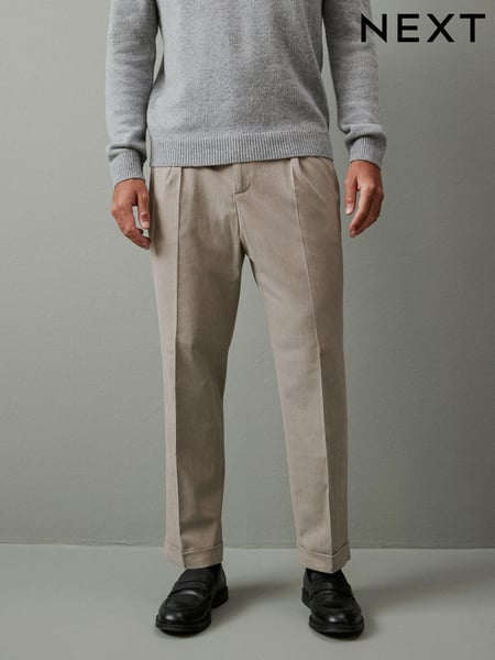Neutral Relaxed Tapered Relaxed Fit Brushed Flannel Trousers (572440) | € 5