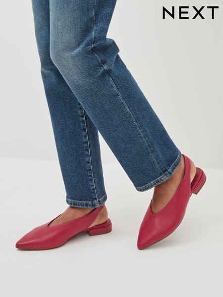 Red Forever Comfort® Leather Flat Slingbacks (572864) | € 13