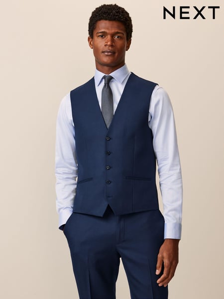 Bright Blue Textured Suit Waistcoat (574476) | € 60