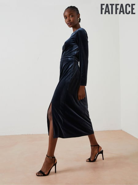 FatFace Blue Haldon Velvet Midi Dress (575834) | € 34
