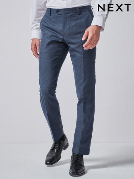 Blue Slim Wool Blend Donegal Suit: Trousers (576252) | € 8