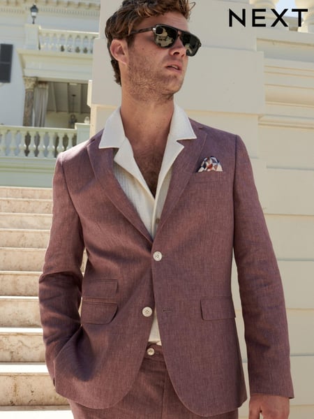 Pink Slim Fit Linen Blend Suit Jacket (577884) | € 57