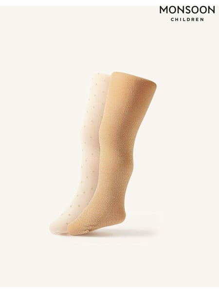 Monsoon Gold Baby Sparkle Tights 2 Pack (581545) | € 20
