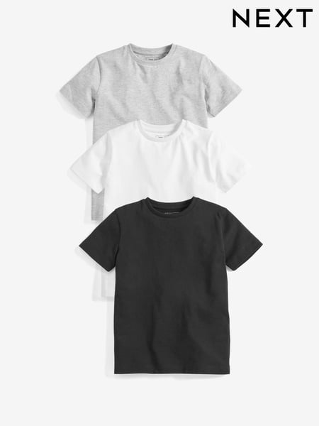 Black/White/Grey Short Sleeve T-Shirts 3 Pack (3-16yrs) (581734) | € 14 - € 23