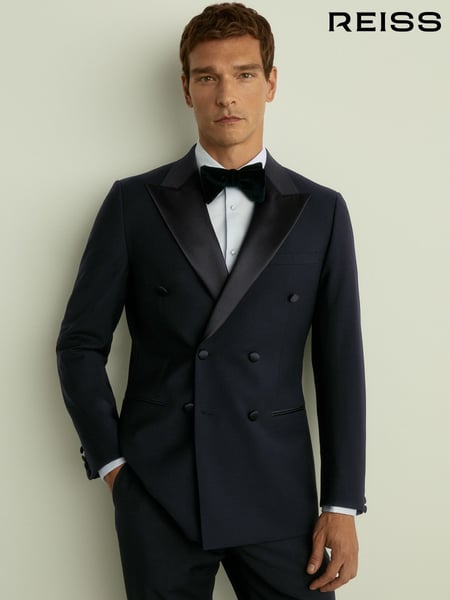 Reiss Navy Poker Db Double Breasted Tuxedo Slim Fit Jacket (582218) | € 512