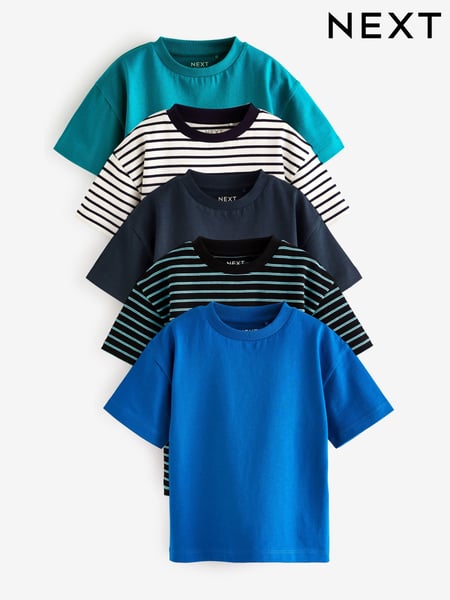 Blue Stripe Short Sleeve T-Shirts 5 Pack (3mths-7yrs) (582853) | € 27 - € 33