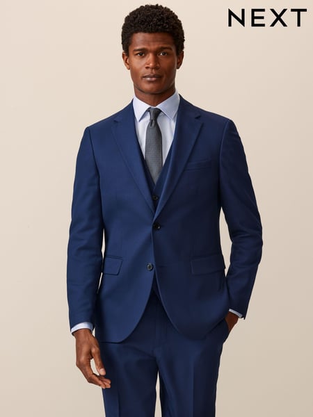 Bright Blue Slim Fit Textured Suit Jacket (583955) | € 96
