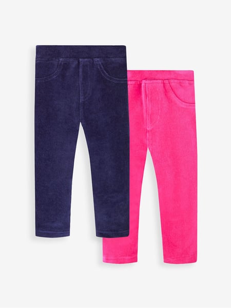 JoJo Maman Bébé Navy Blue & Fuchsia Pink 2-Pack Jersey Cord Jeggings (585062) | € 37