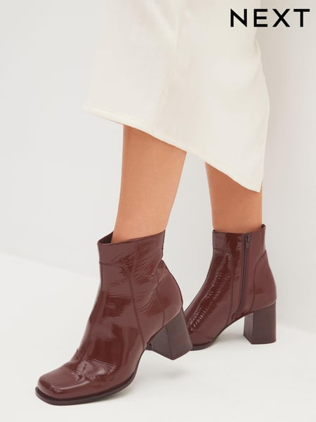 Chocolate Brown Forever Comfort® Square Toe Heeled Ankle Boots (585171) | € 21