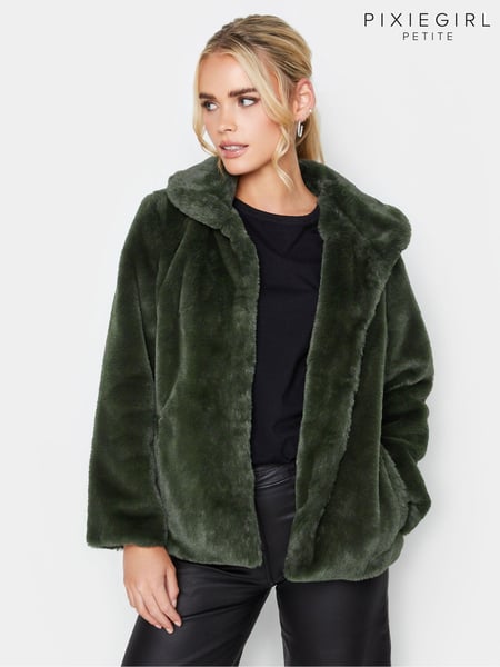PixieGirl Petite Green Plush Faux Fur Coat (585537) | € 125