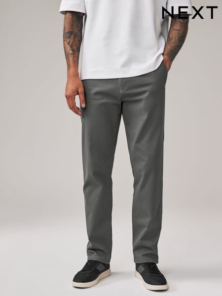 Grey Dark Straight Fit Stretch Chinos Trousers (586563) | € 36