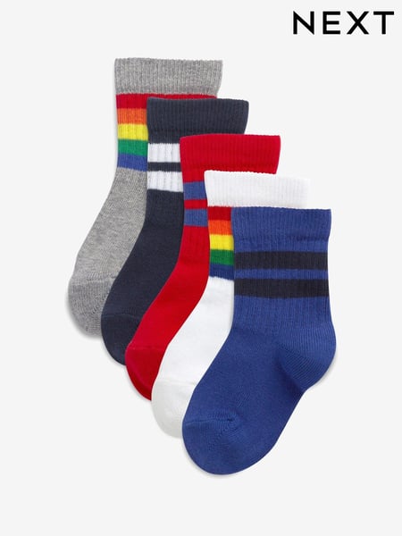 Bright Cushioned Footbed Cotton Rich Ribbed Tipped Socks 5 Pack (588048) | € 12 - € 15
