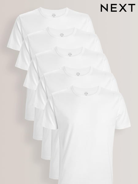 Weiß - Schmale Passform - 100% Cotton Layering T-Shirts 5 Pack (589159) | 55 €