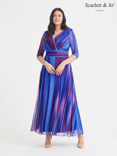 Scarlett & Jo Blue Verity Ikat Print Maxi Gown (589866) | € 148