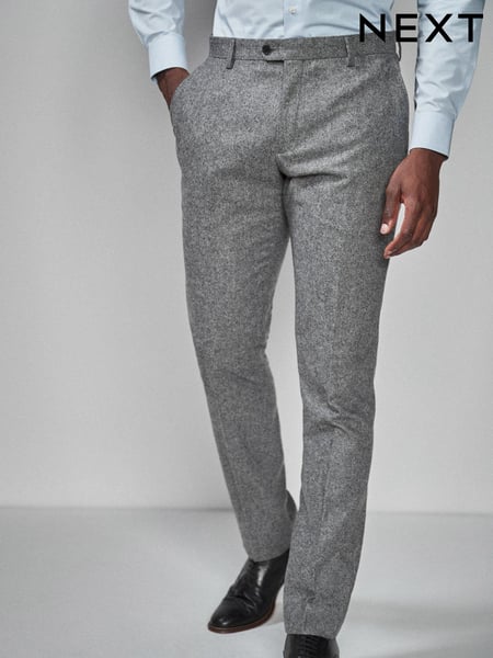 Grey Slim Fit Wool Blend Donegal Suit Trousers (590074) | € 88