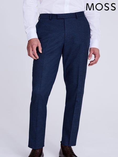 MOSS Blue Tailored Fit Flannel Trousers (590111) | € 125