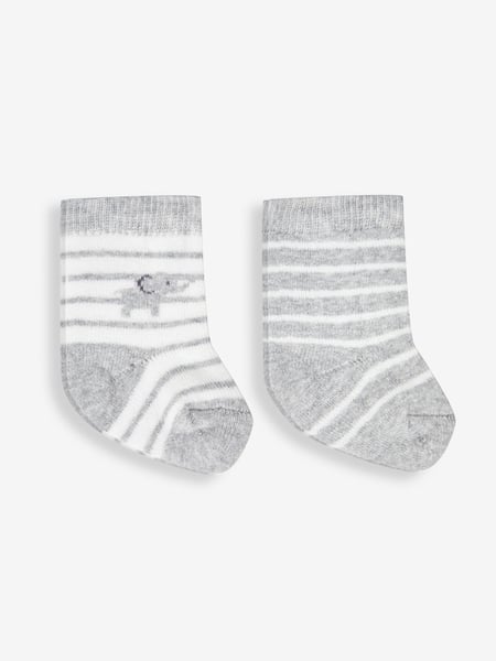 JoJo Maman Bébé Grey Elephant 2-Pack Baby Socks (593432) | € 12