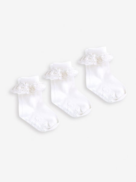 JoJo Maman Bébé White 3-Pack Frilly Socks (602288) | € 15