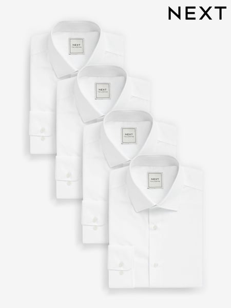 White Slim Fit Easy Care Single Cuff Smart Shirts 4 Pack (605031) | € 101