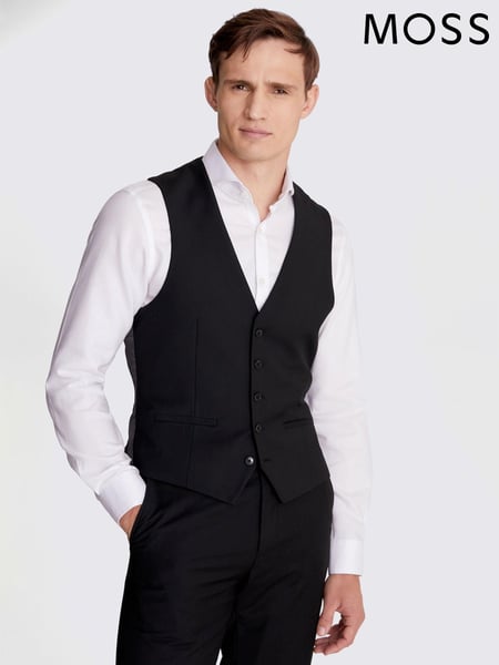 MOSS Black Slim Stretch Suit: Waistcoat (605237) | € 109