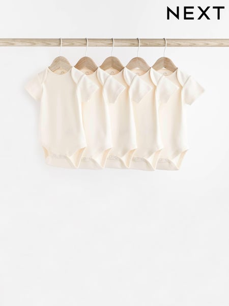 Cream Essential Baby Short Sleeve Bodysuits 5 Pack (605580) | € 11 - € 14