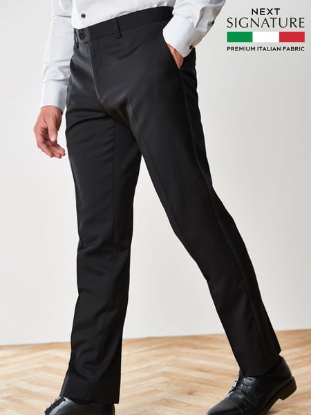 Black Slim Fit Signature Tollegno Wool Suit: Trousers (606666) | € 103