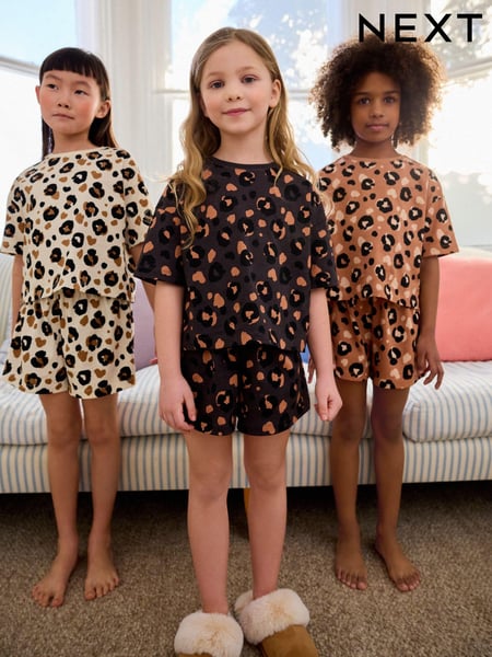 Brown/Cream Short Pyjamas 3 Pack (3-16yrs) (608506) | € 37 - € 47