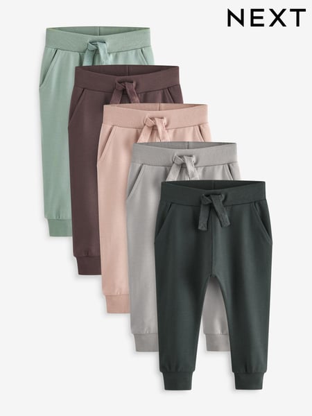 Mineral Green/Ecru Cream/Grey Joggers 5 Pack (3mths-7yrs) (609330) | € 38 - € 44