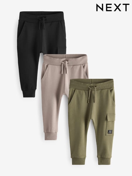 Khaki Green/Grey/Black Super Skinny Utility Joggers 3 Pack (3mths-7yrs) (609353) | € 33 - € 38