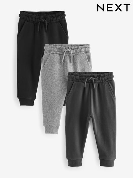 Black/Charcoal/Grey Soft Touch Joggers 3 Pack (3mths-7yrs) (609371) | € 31 - € 37