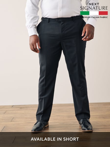 Black Regular Fit Signature Tollegno Wool Suit: Trousers (609563) | € 103