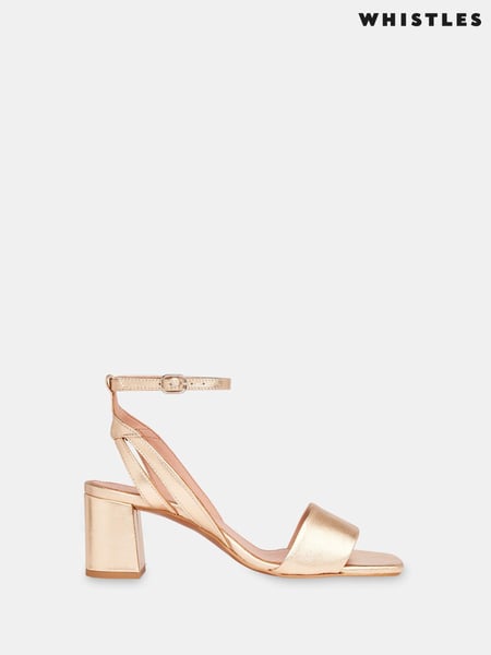 Whistles Gold Eden Block Heel Sandals (614127) | € 232