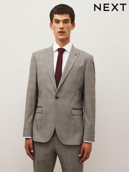 Taupe Slim Check Suit (615209) | € 29