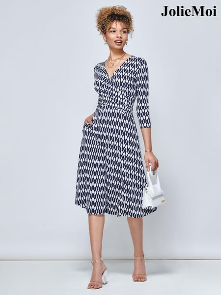 Jolie Moi Blue Odilia Fit & Flare Jersey Dress (615319) | € 47
