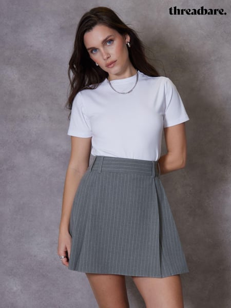 Threadbare Grey Pleated A-Line Mini Skirt (621092) | € 22