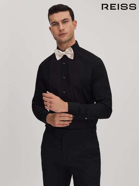 Reiss Black Marcel - Double Cuff Slim Fit Double Cuff Tuxedo Shirt (630655) | € 200
